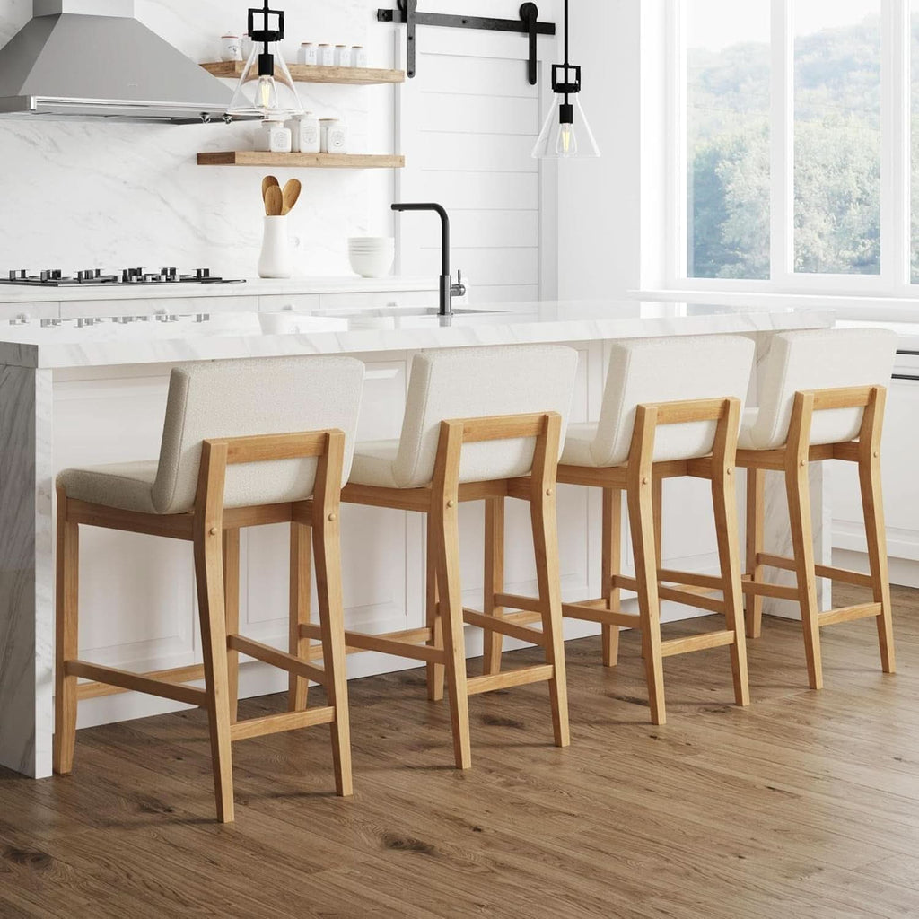 Gracie Modern Counter Height Bar Stool Cream Boucle