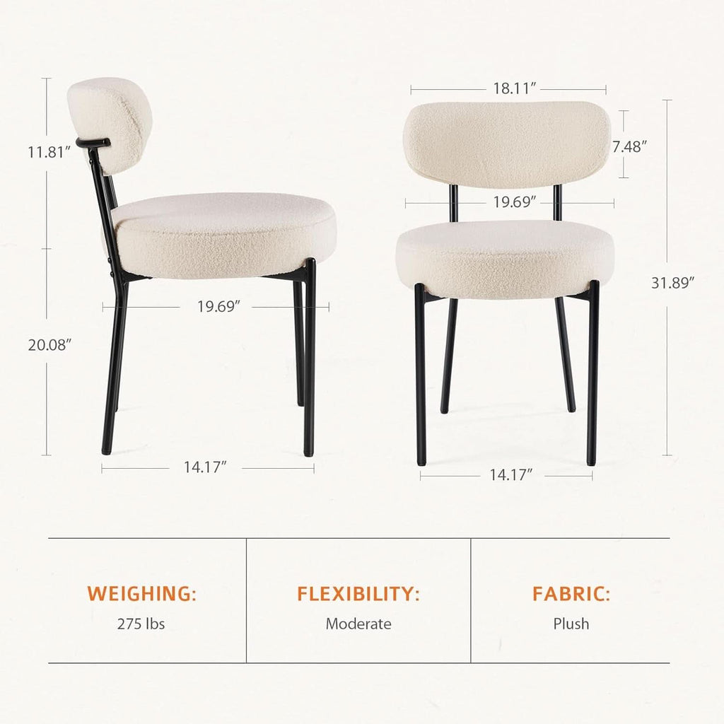 Beige Dining Chairs Set Of 4 With Curved Backrest Design