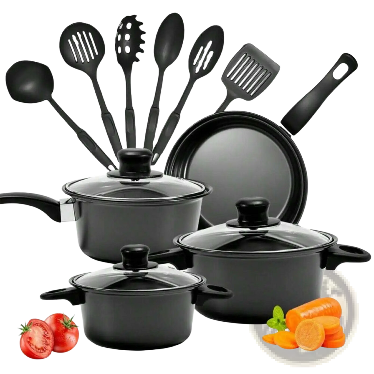 13 Piece Non Stick Cookware Set with Glass Lids