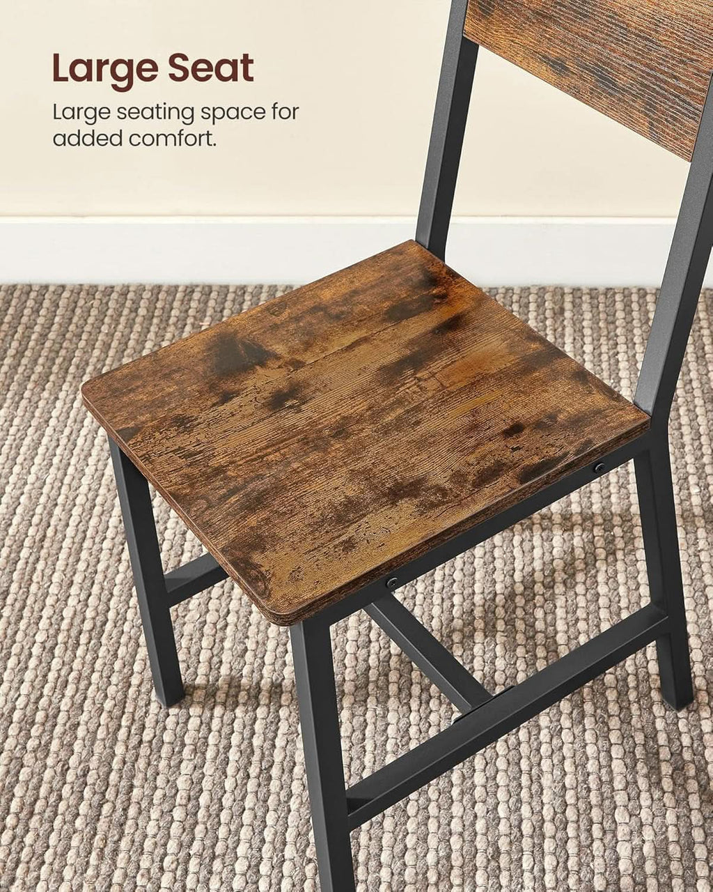 Dining Chair Set Of 2 Rustic Wood Chairs With Metal Frame Two Tone