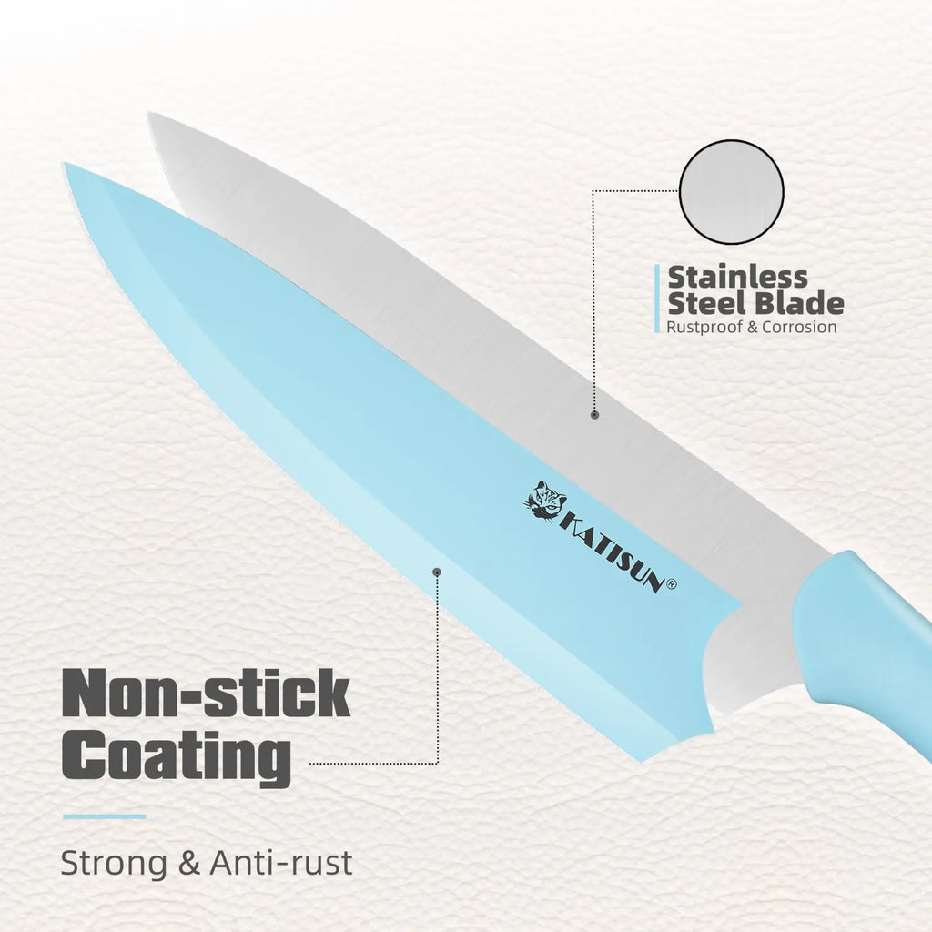 14 Piece Blue Stainless Steel Knife Set with Block
