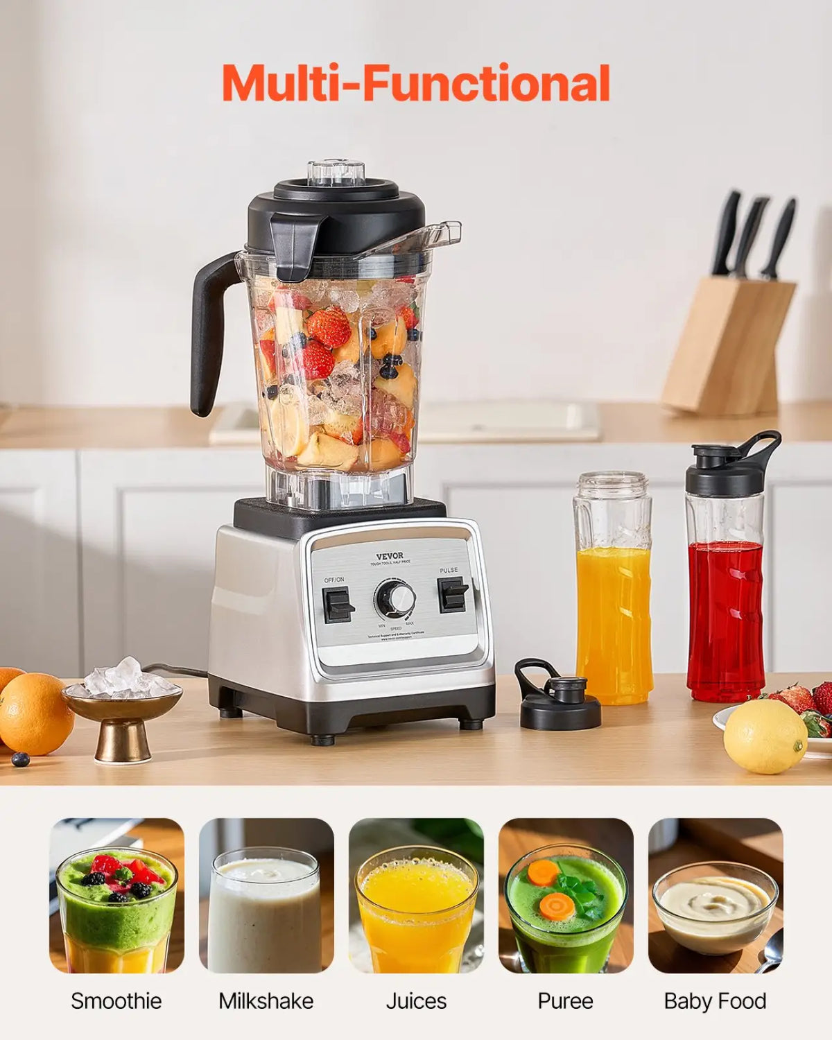 1400w Blender 85 Oz High Speed Food Processor