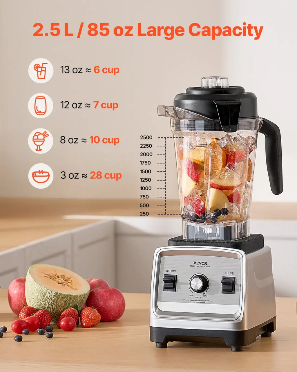 1400w Blender 85 Oz High Speed Food Processor
