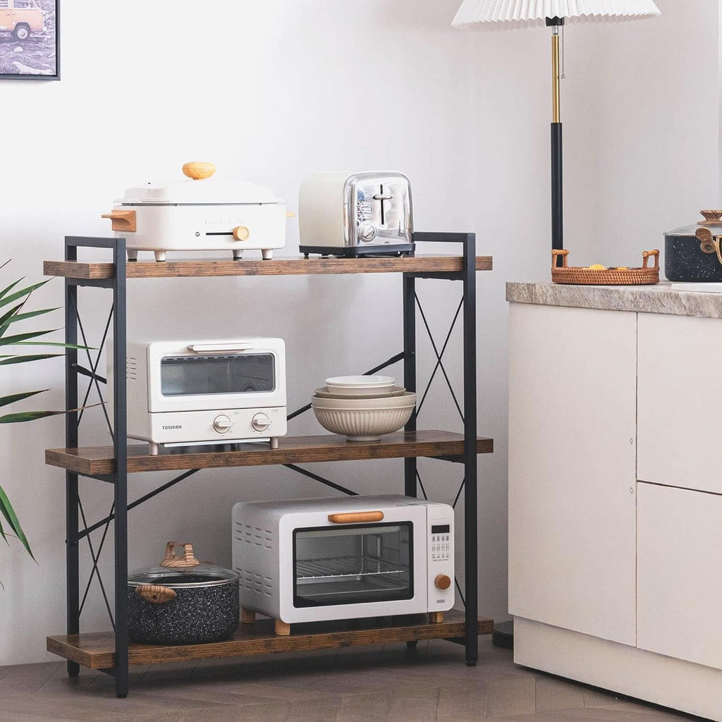 3 Tier Industrial Bookshelf Rustic Wood And Metal Open