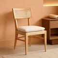 Dining Chair Natural Finish With Cane Detail Cushions