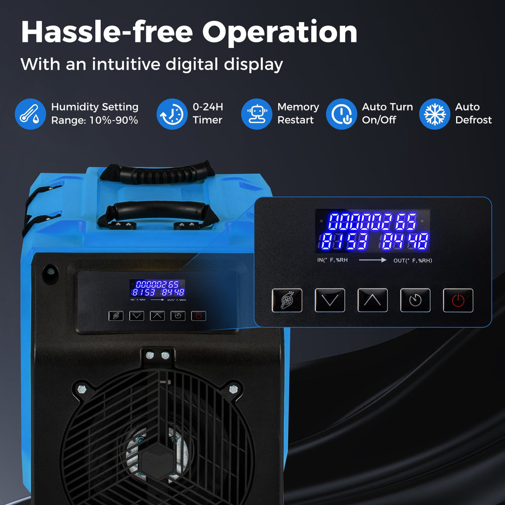 190 PPD Commercial Dehumidifier with Pump and 2 Wheels