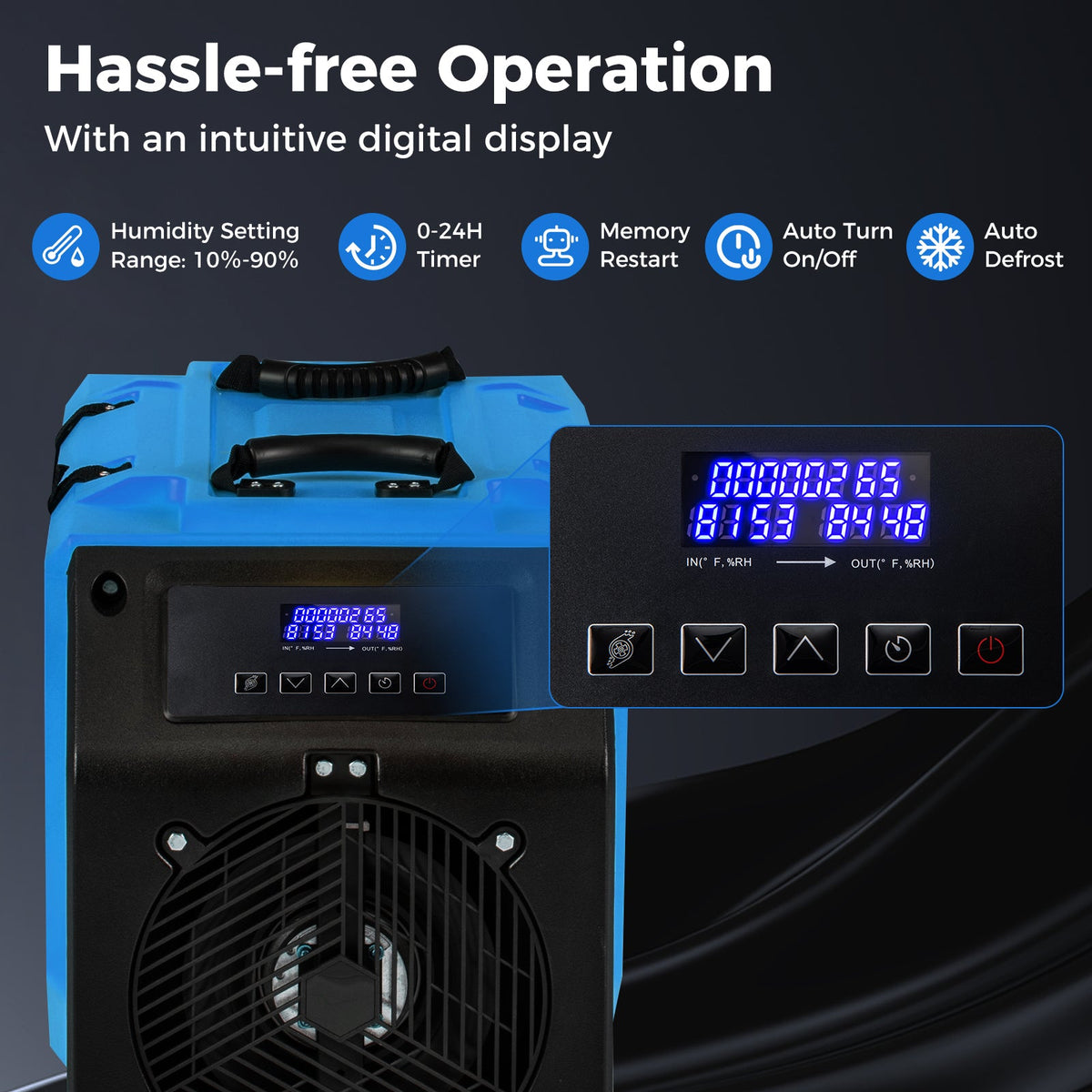 190 PPD Commercial Dehumidifier with Pump and 2 Wheels