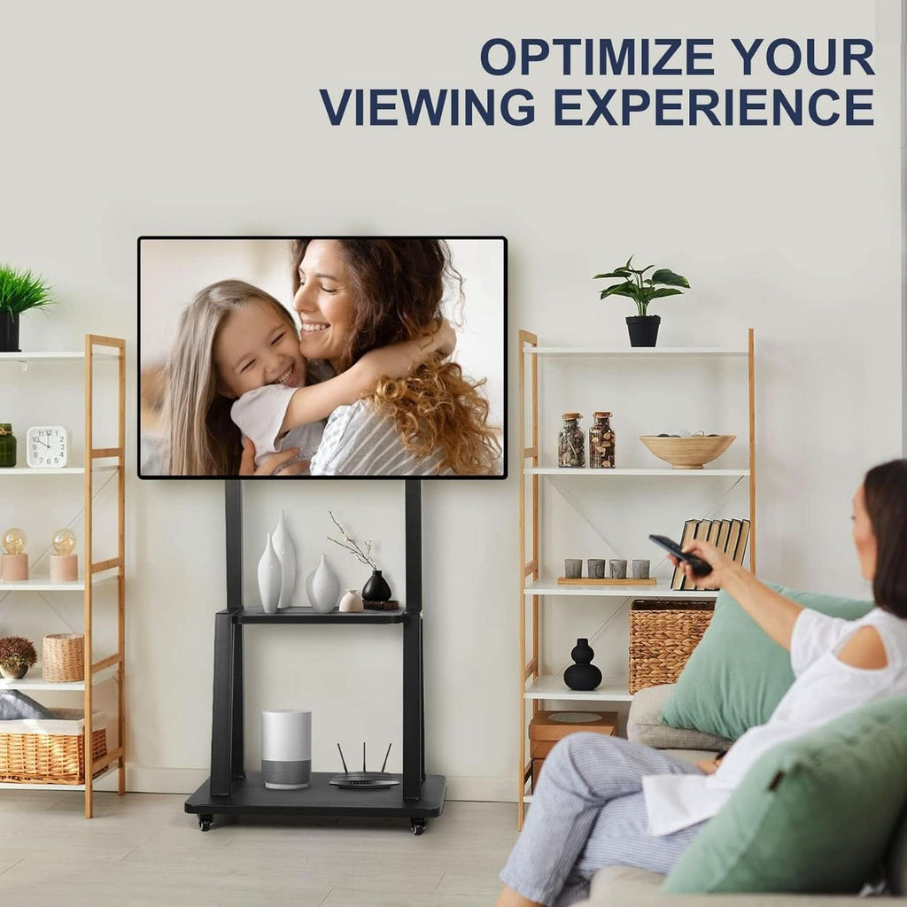 Height Adjustable Rolling TV Stand for 32-75 Inch TVs