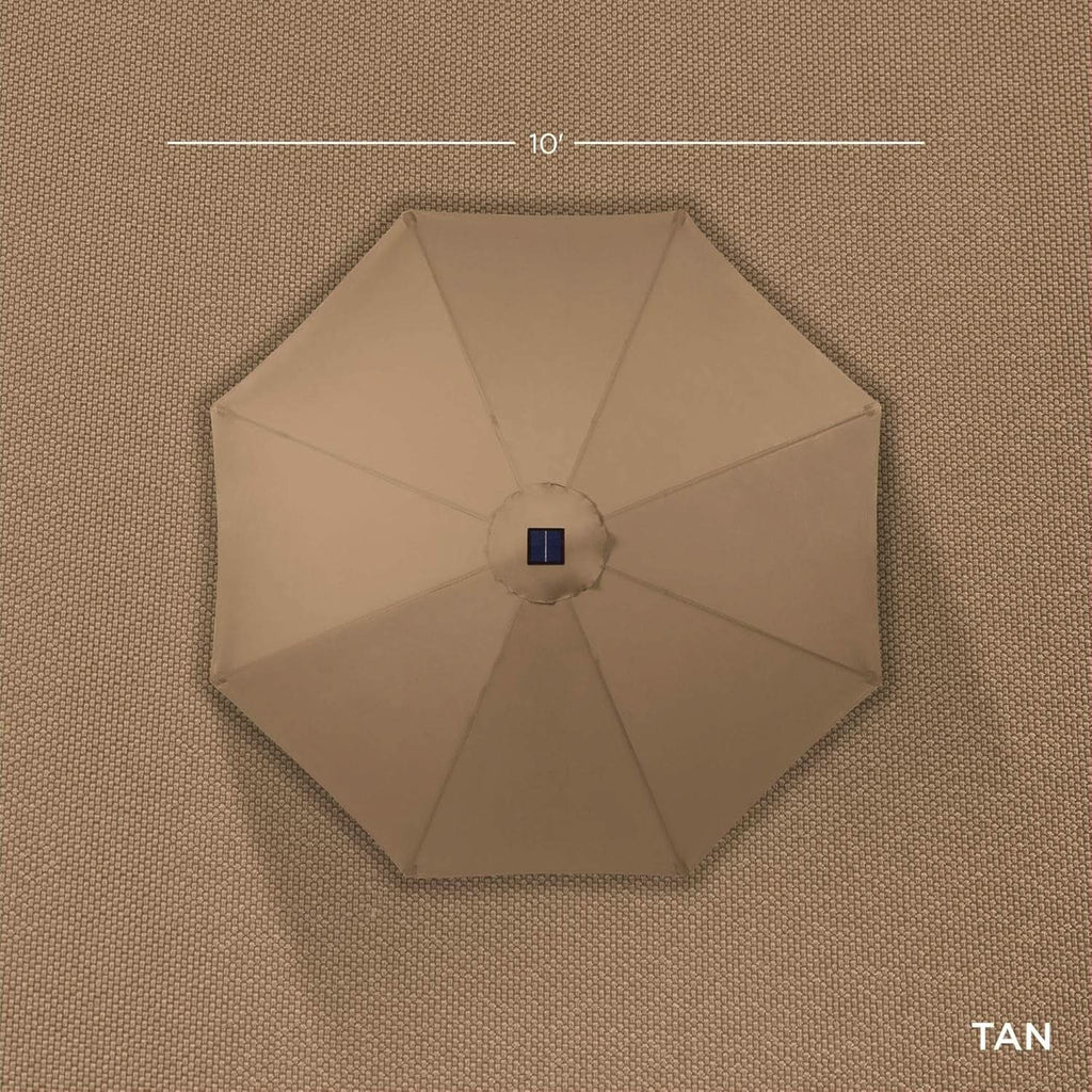 10 Ft Solar LED Patio Umbrella With Tilt Adjustment And UV Resistant Fabric All Weather Use