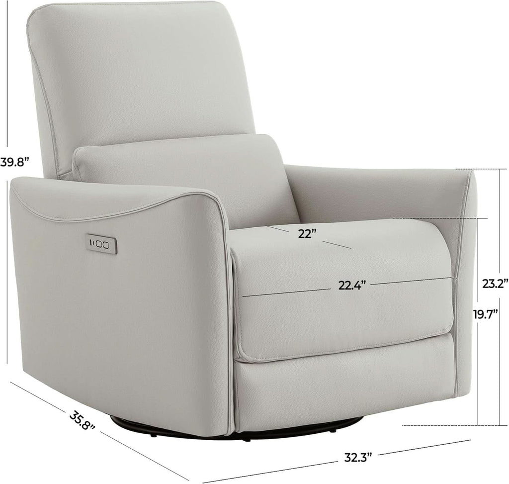 Cream Power Recliner Chair With USB Charging Lumbar Support