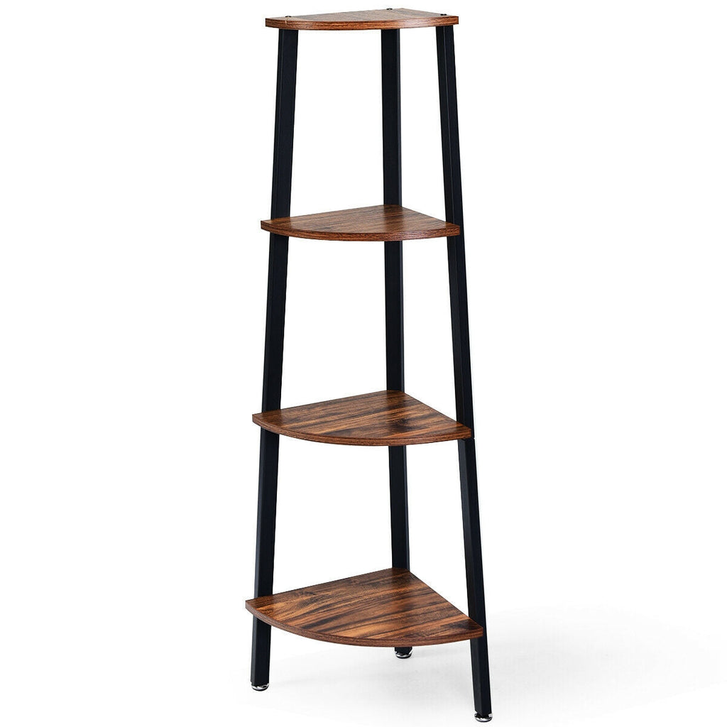 4-Tier Corner Shelf Metal Storage Rack Domestic Bookcase