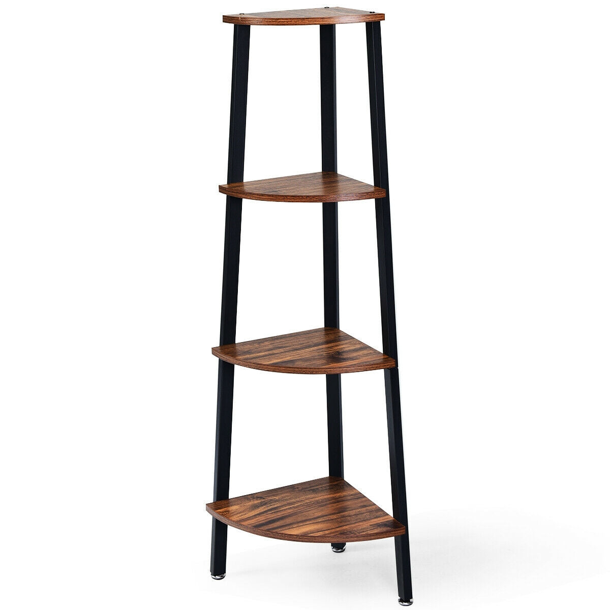 4-Tier Corner Shelf Metal Storage Rack Domestic Bookcase