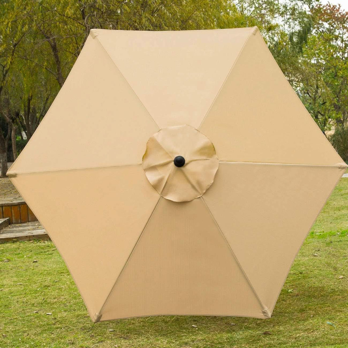 7.5 Ft Patio Umbrella Tan With Push Button Tilt Crank