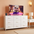 White Dresser TV Stand 55 Inch With LED Lights And Charging