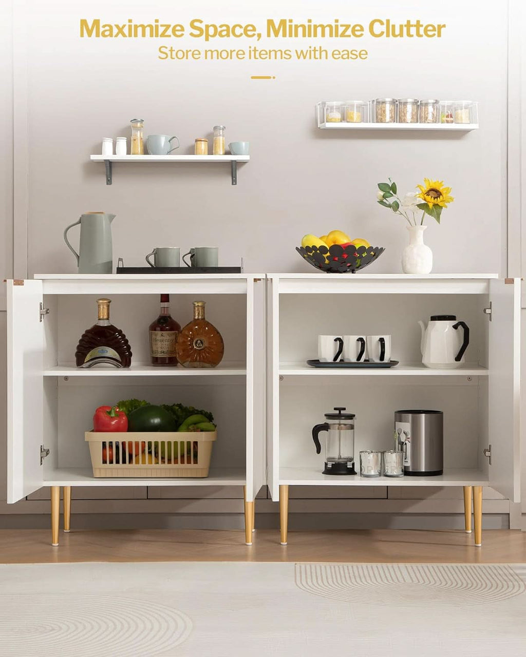 White Fluted Storage Cabinet Set Of 2 Modern Sideboards