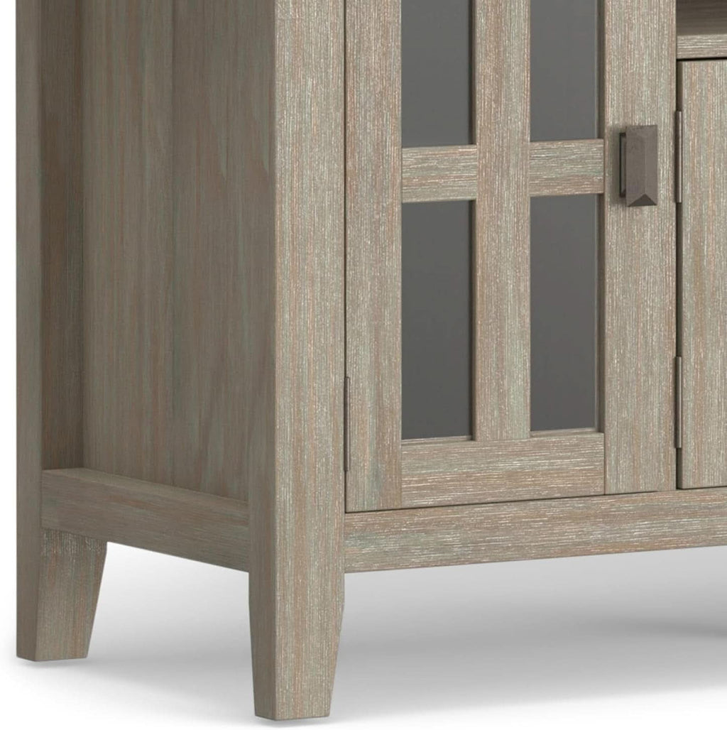 Solid Wood TV Stand 72 Inch Wide Distressed Grey Finish