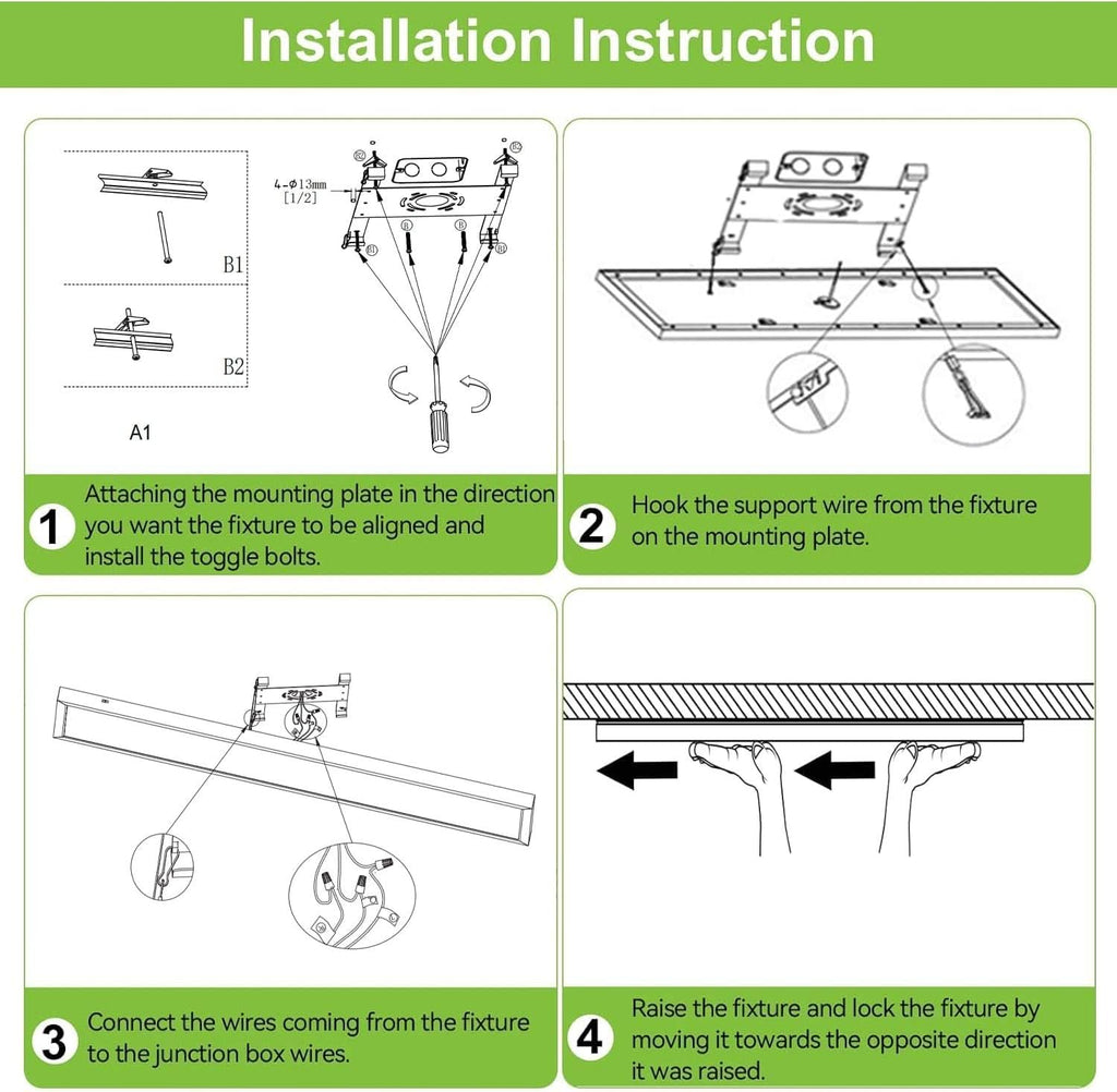 1X4 Ft Led Flat Panel Light Dimmable Selectable Color Temperature Ultra Slim Flush Mount Ceiling Lamp 4800 Lm 48W 2 Pack