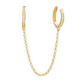 CZ Diamond Chain Ear Cuff with Hoop Earring: Gold