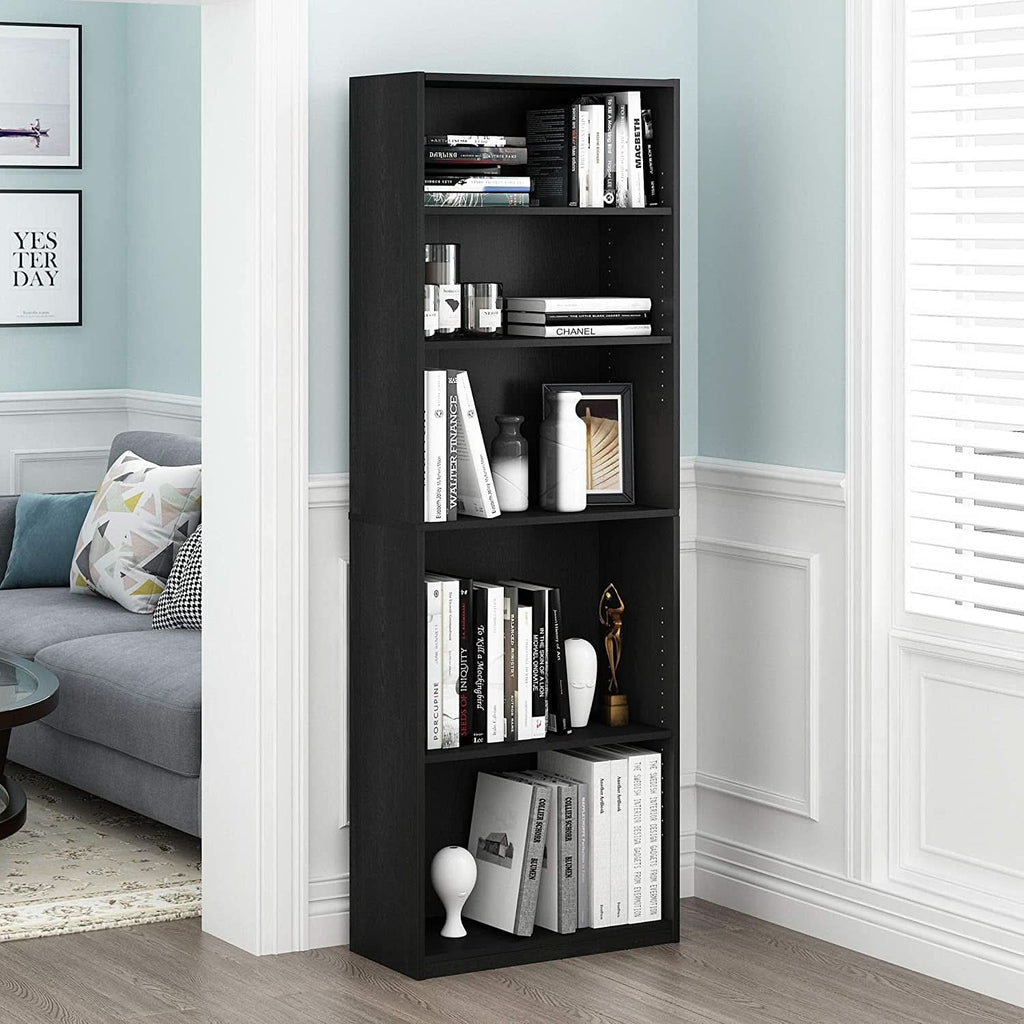 Jaya Black 5 Tier Bookcase For Home Office Storage