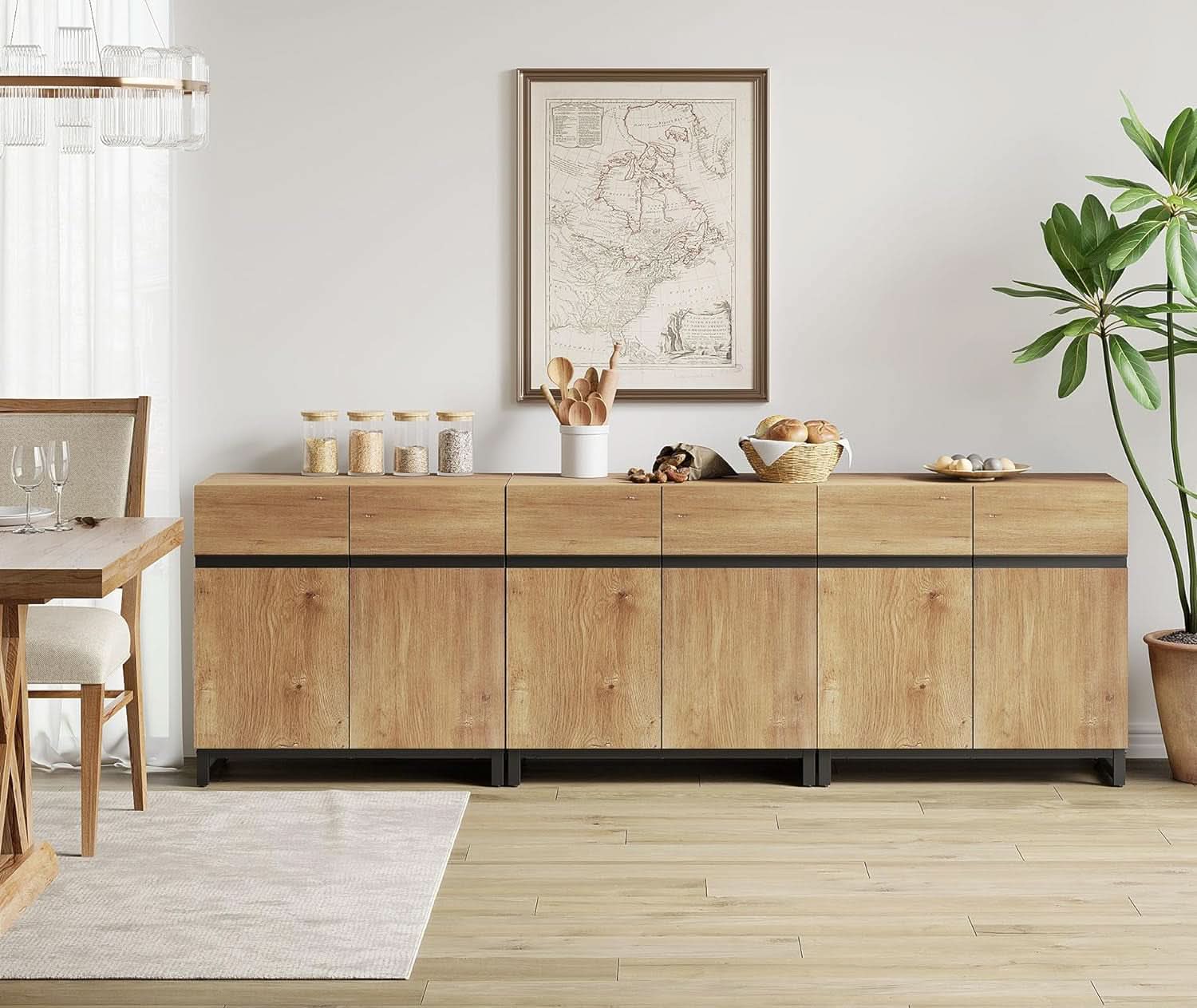 Oak 3 In 1 Modern Sideboard With Adjustable Shelf Unit