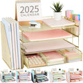 4 Tier Paper Tray Organizer With Drawer For Office Use