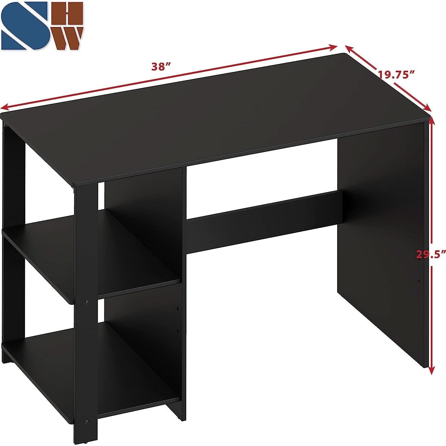 Espresso Finish Home Office Desk With Open Shelves