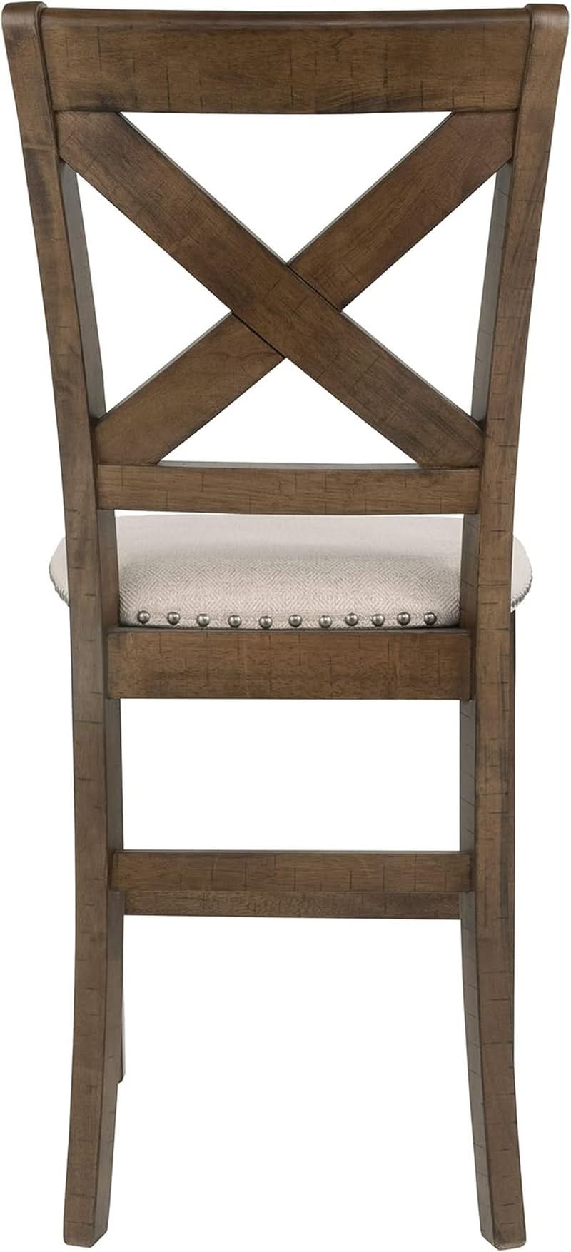 Moriville 24.5 Inch Upholstered Farmhouse Barstools Beige Brown Set of Two