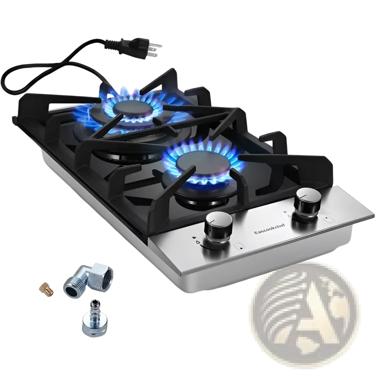 2 Burner Stainless Steel Gas Cooktop with Grates