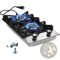 2 Burner Stainless Steel Gas Cooktop with Grates