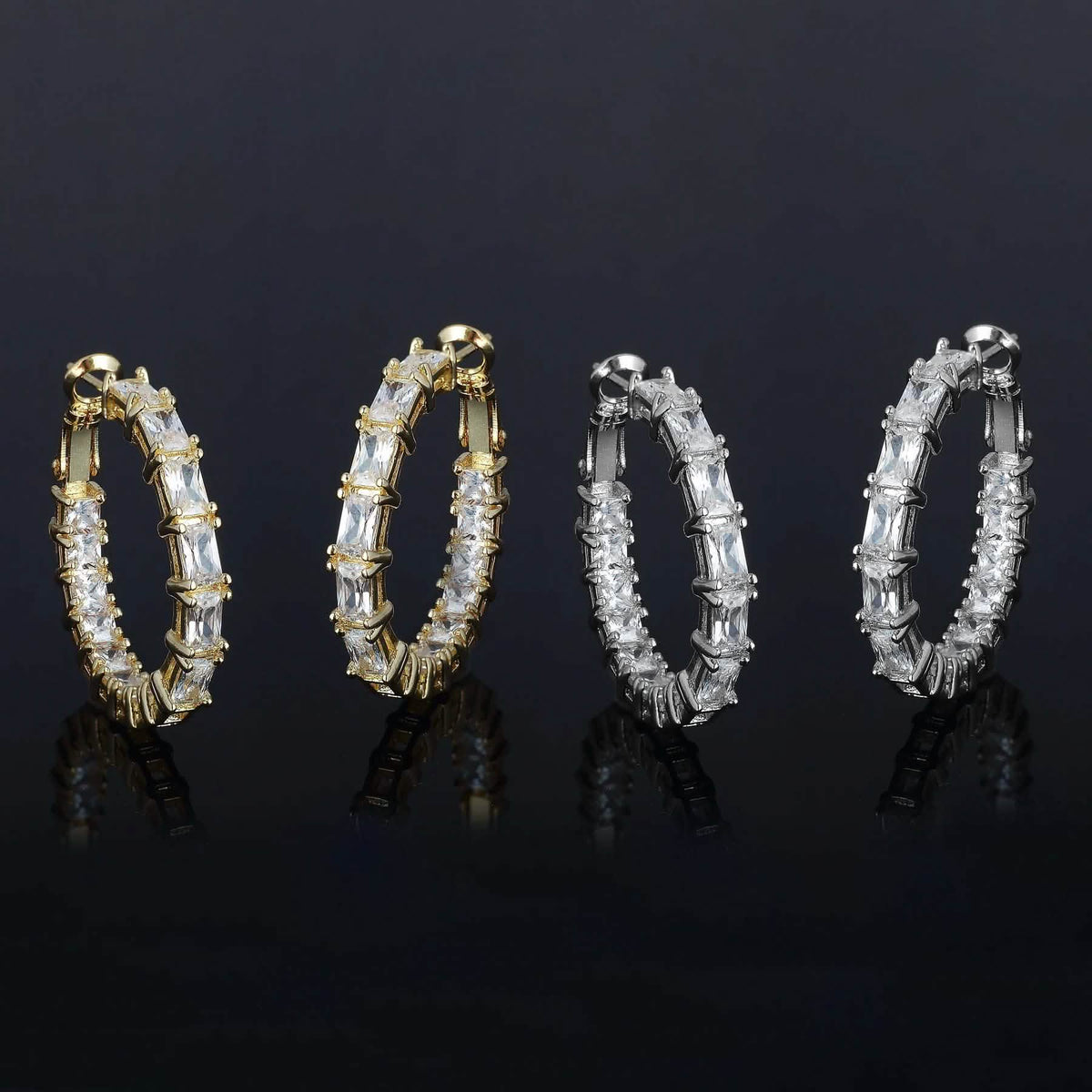 2-Pack: Crystal Emerald Hoop Earrings Set