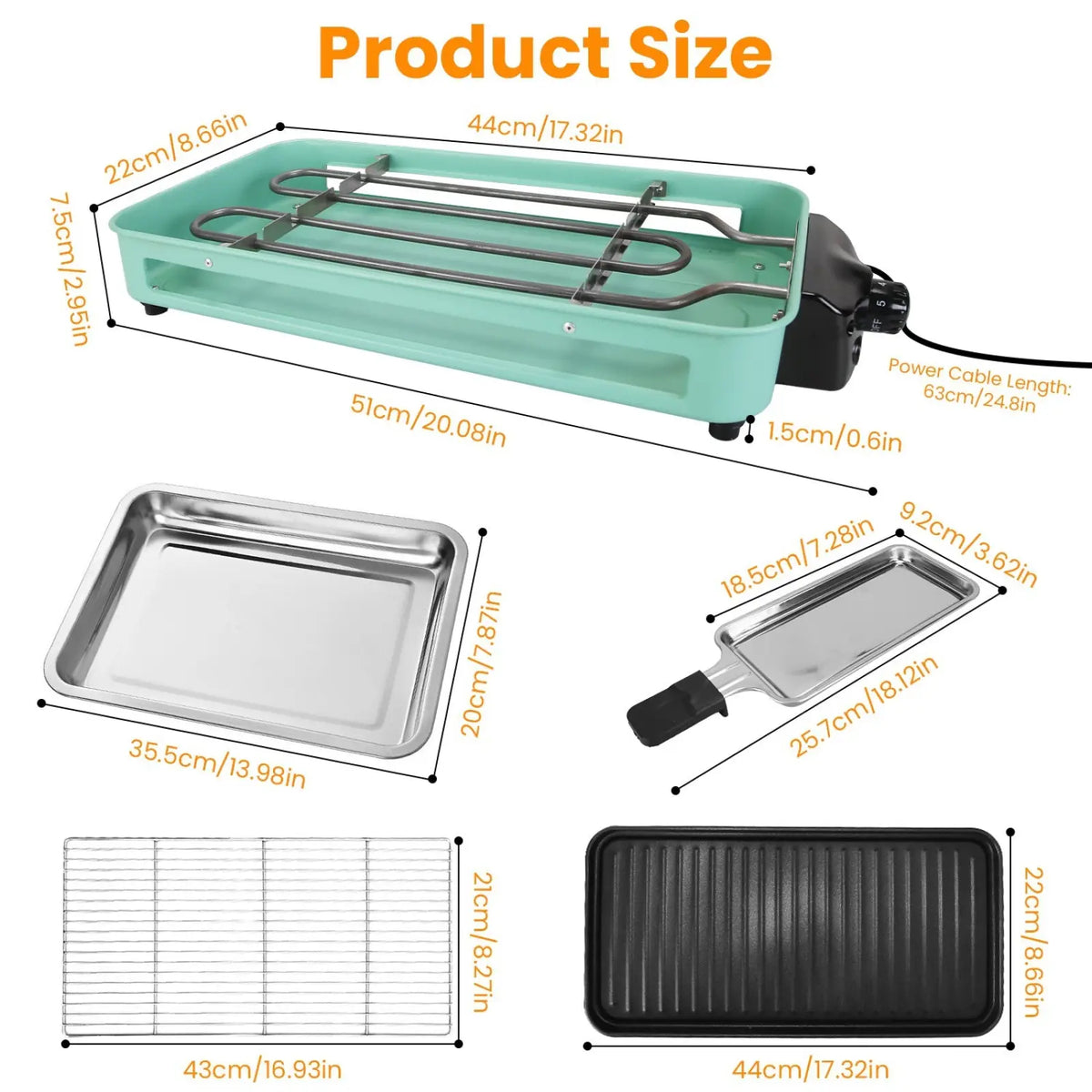 2000w Electric Indoor Grill with 3 Raclette Trays