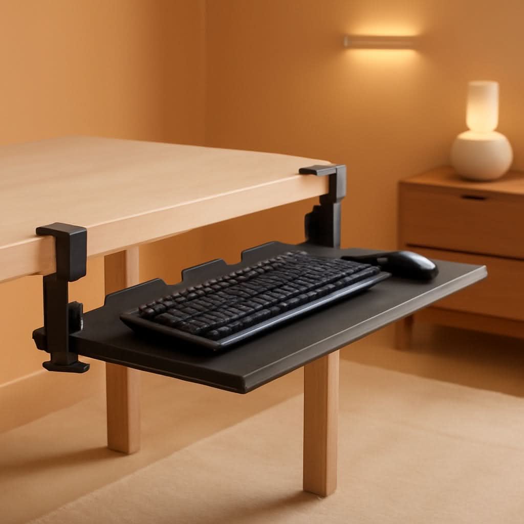 Under Desk Keyboard Tray 27x11 Inch C Clamp Mount Black