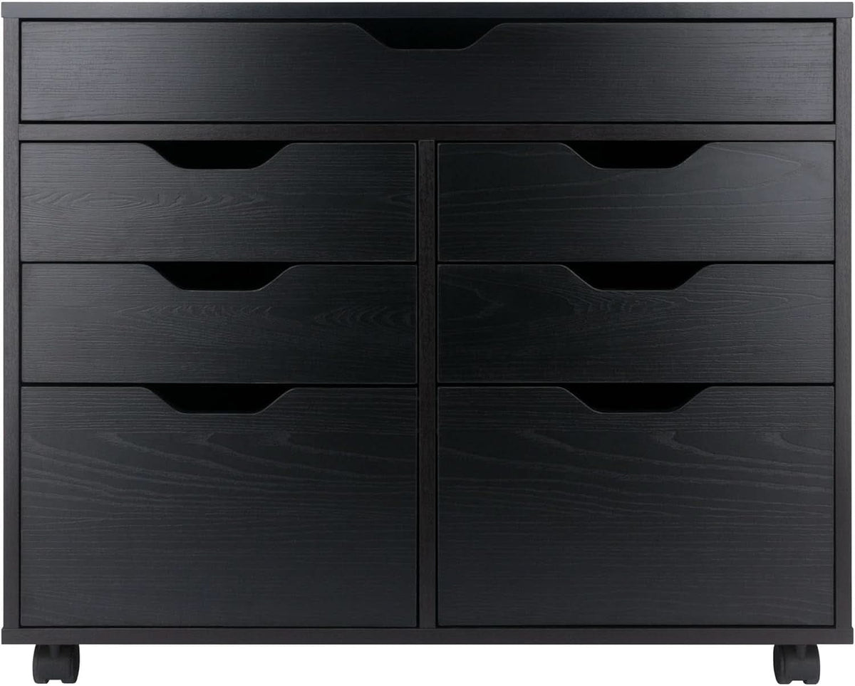 Black Halifax Two Door Storage Cabinet With Four Drawers