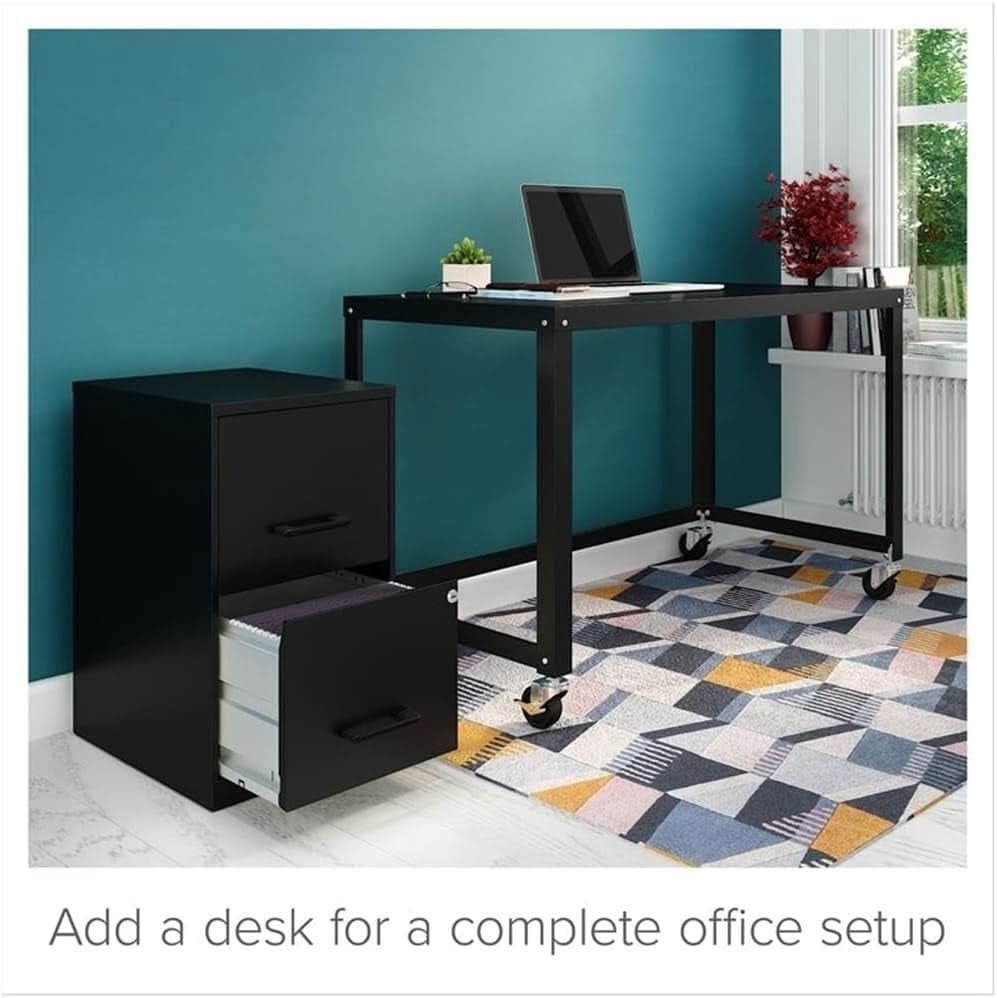 Metal 2 Drawer Letter File Cabinet Black Office Storage