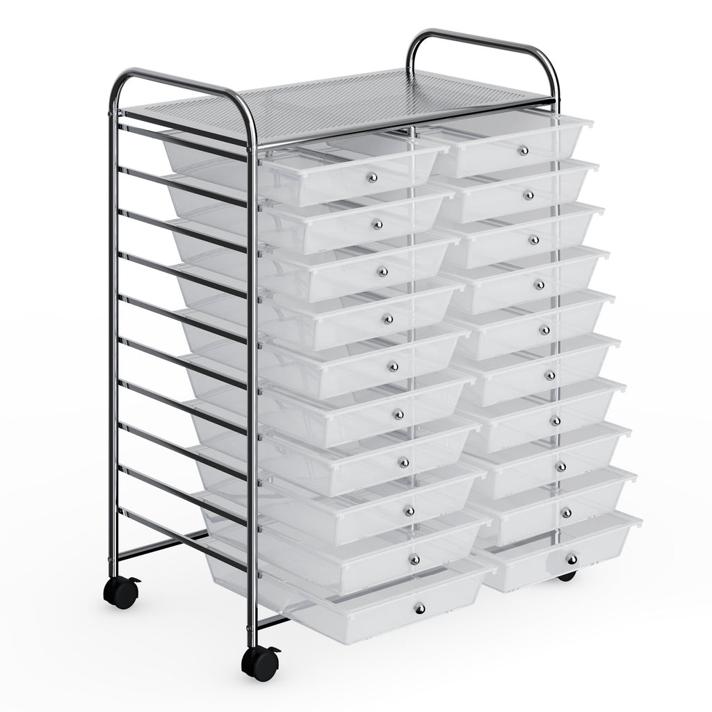20 Drawers Storage Rolling Cart Studio Organizer-Transparent