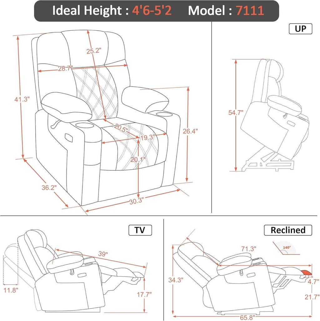 Petite Power Lift Recliner With Massage And Heating