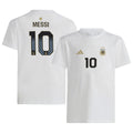 adidas Lionel Messi #10 Argentina National Team Youth Size Player Name & Number T-Shirt (White Youth X-Large-18/20)