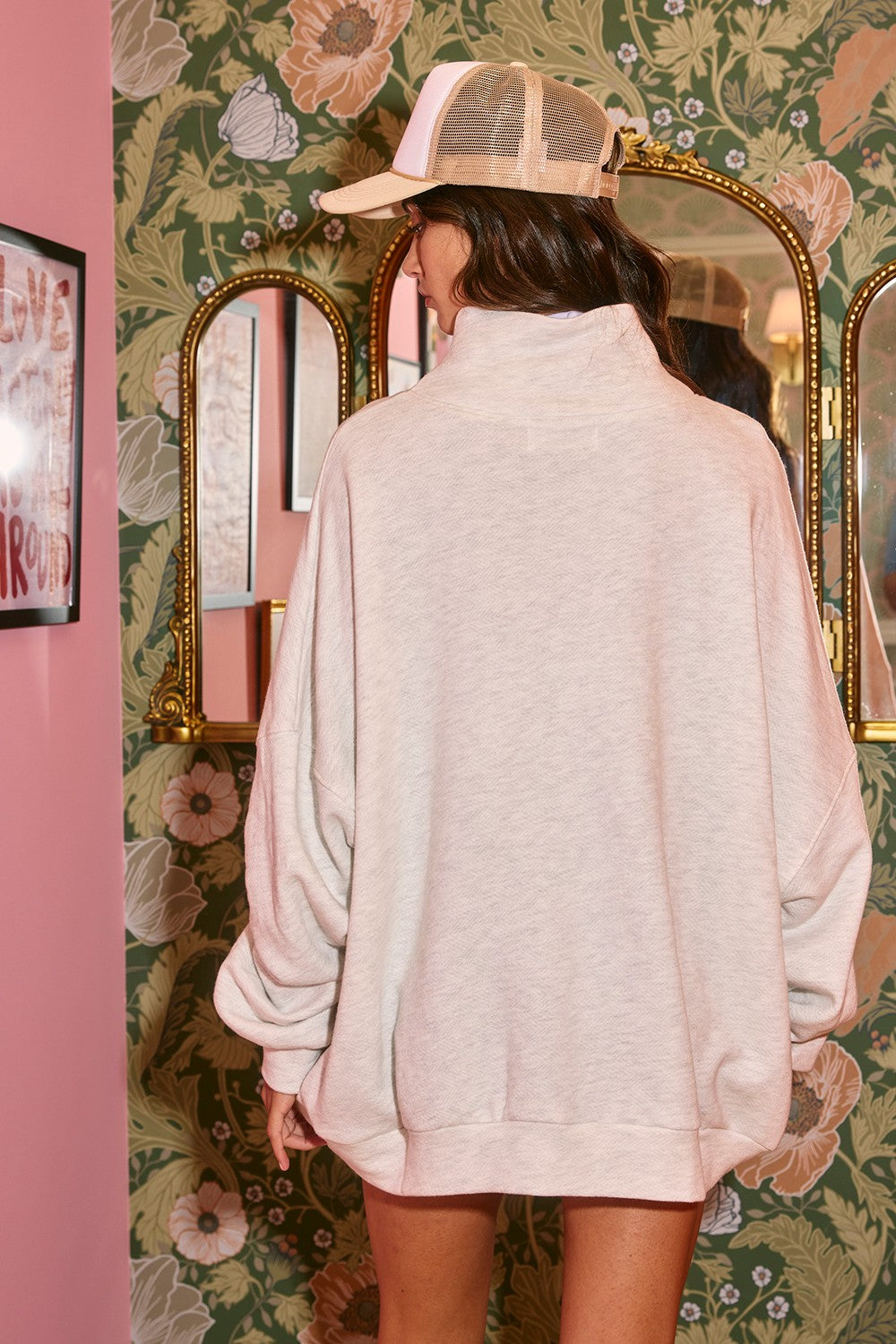 Oversized Mock Neck Tunic Sweatshirt