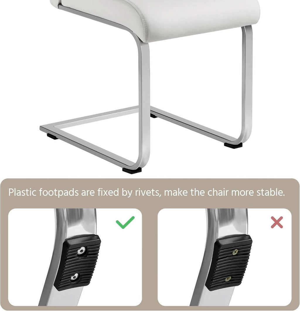 Set Of 2 High Back Faux Leather Dining Chairs White