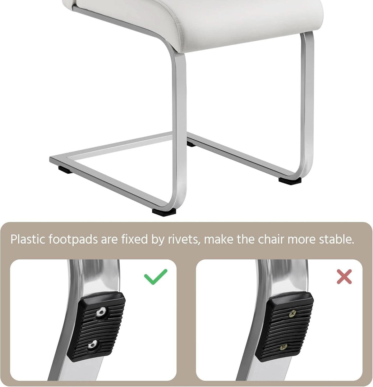Set Of 2 High Back Faux Leather Dining Chairs White