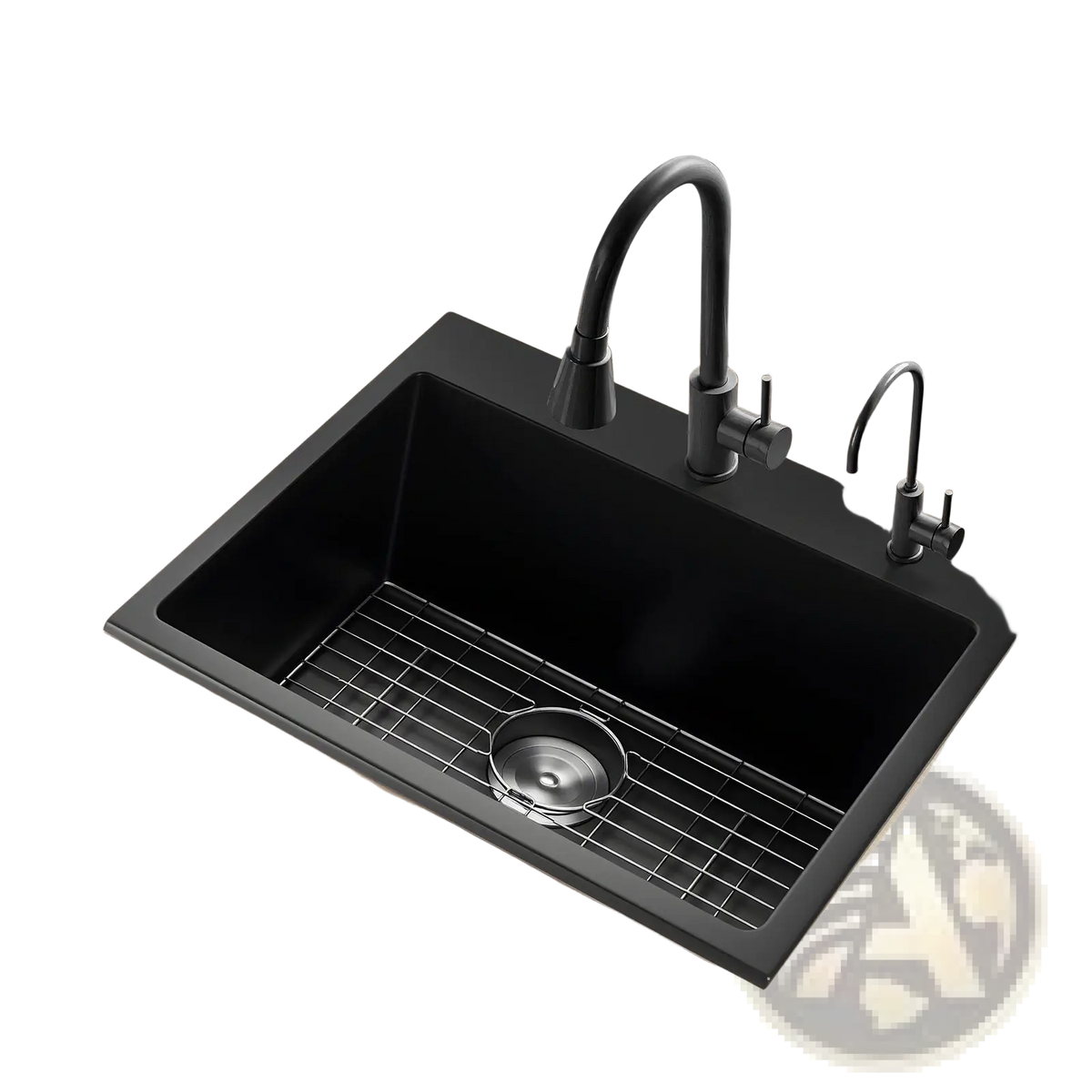 25 Inch Granite Kitchen Sink Single Bowl Drop-in Basin