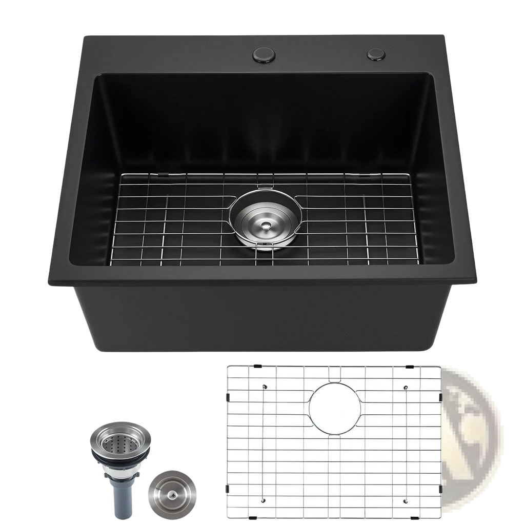 25 Inch Granite Kitchen Sink Single Bowl Drop-in Basin