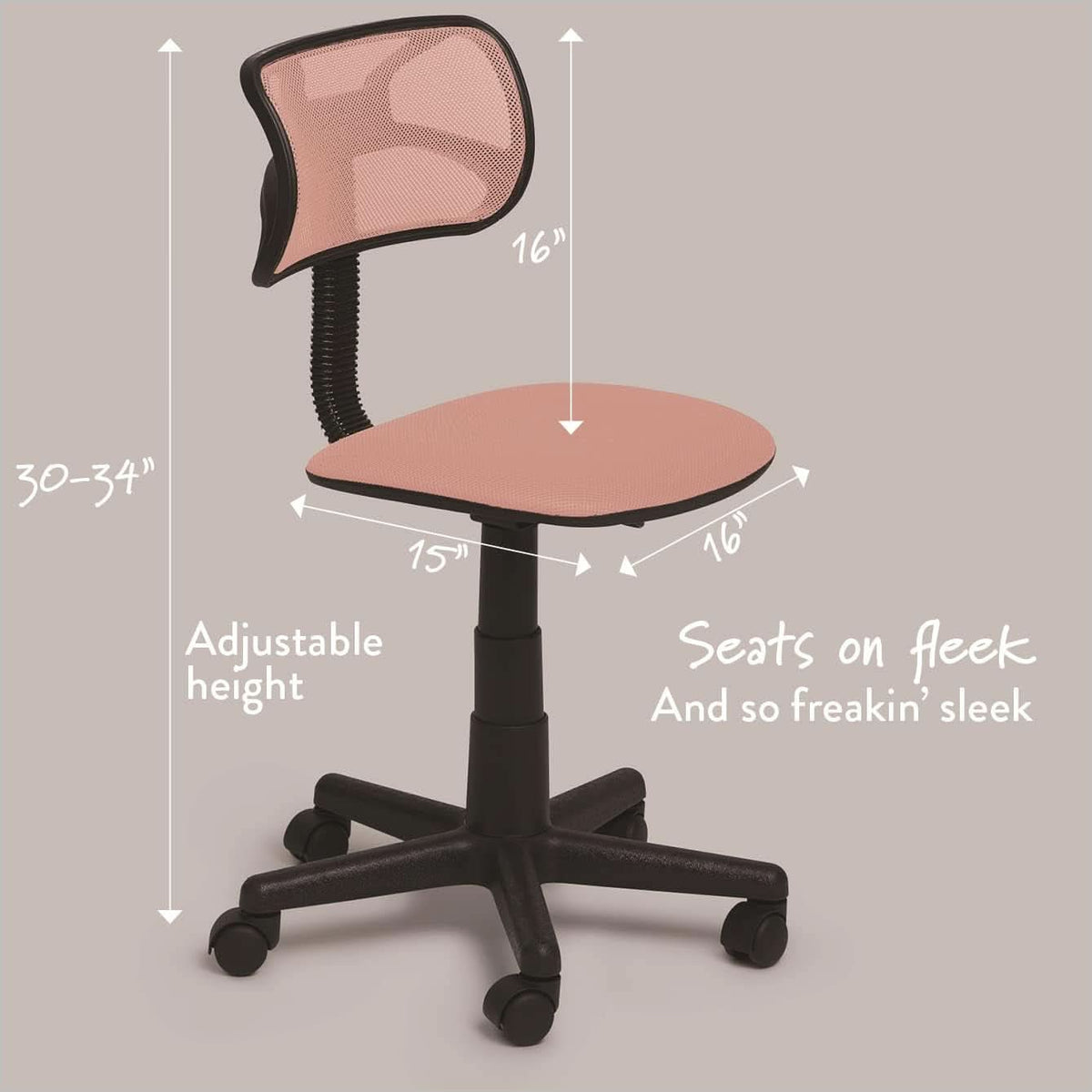Blush Adjustable Swivel Mesh Desk Chair For Office