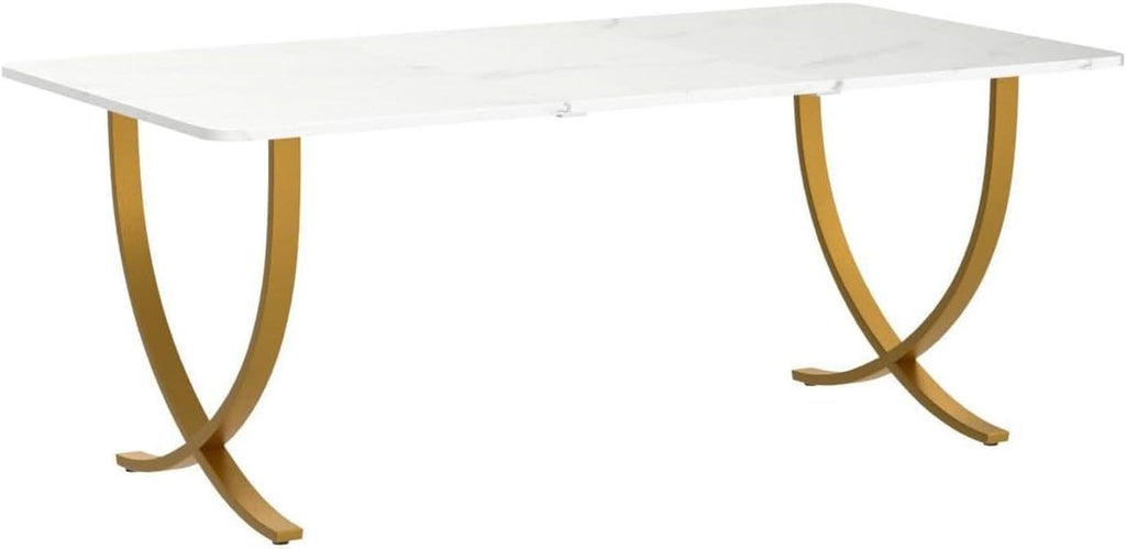Executive Desk 63W X 31.5D White And Gold Computer Desk
