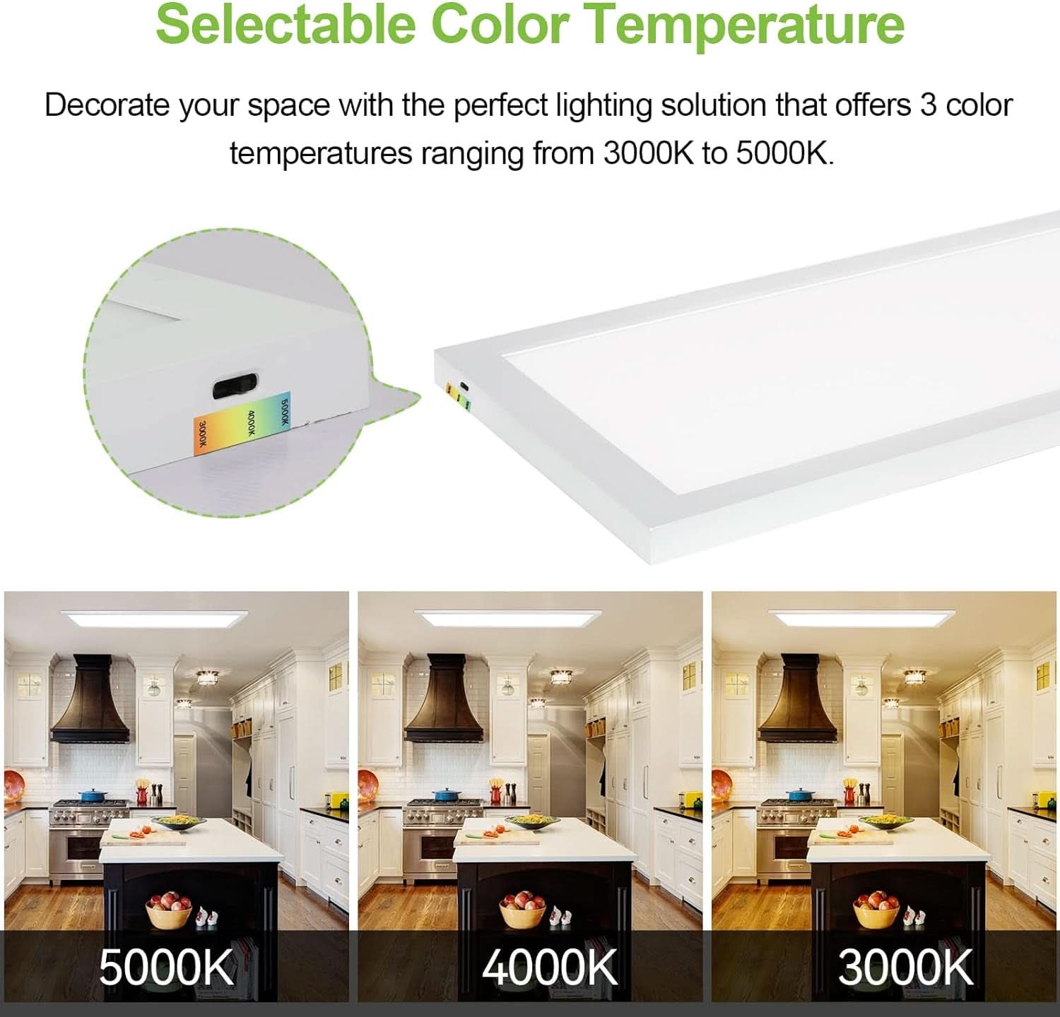 1X4 Ft Led Flat Panel Light Dimmable Selectable Color Temperature Ultra Slim Flush Mount Ceiling Lamp 4800 Lm 48W 2 Pack