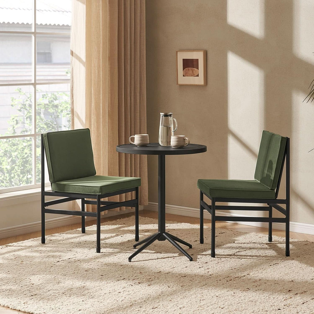 Odelia Olive Green Velvet Dining Chairs With Removable Cushion Covers