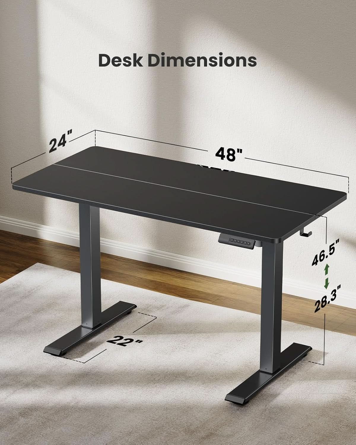 Electric Adjustable Standing Desk 48x24 With Memory Presets