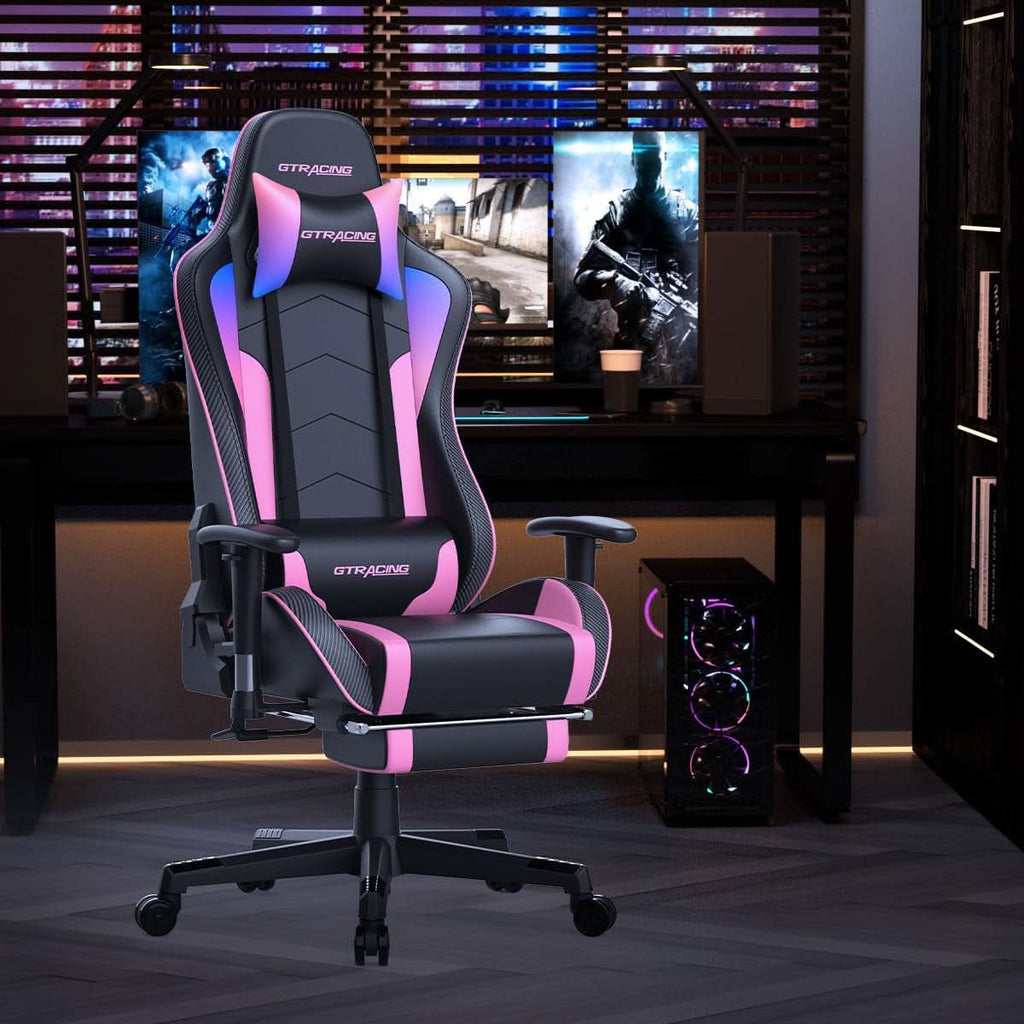 Ergonomic Gaming Chair With Bluetooth Speakers And Footrest
