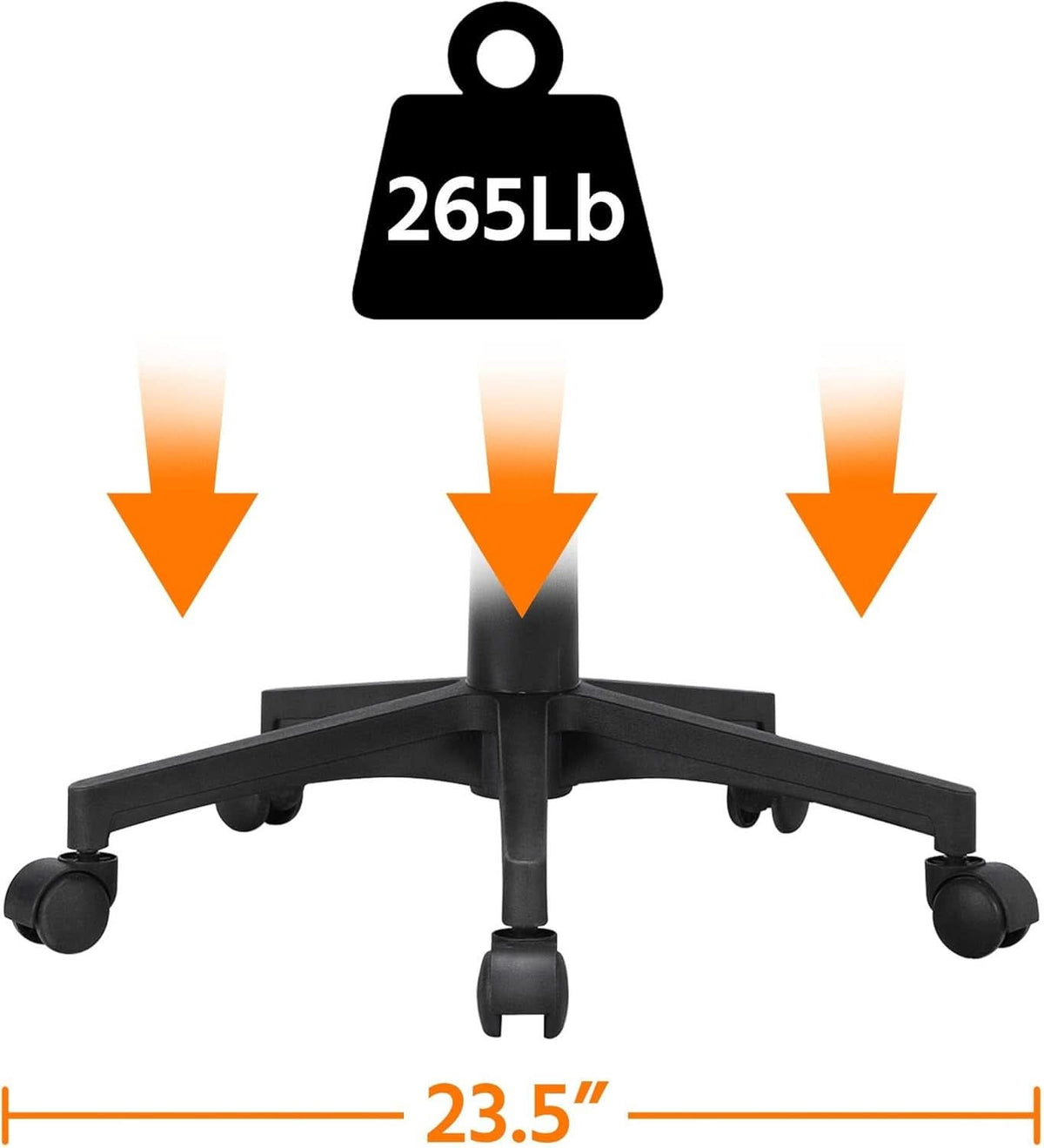 Ergonomic Office Chair Leather Seat Mesh Back Black With Lumbar Support