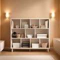 Open Cube Low Bookcase 3 Tier Freestanding White Bookshelf